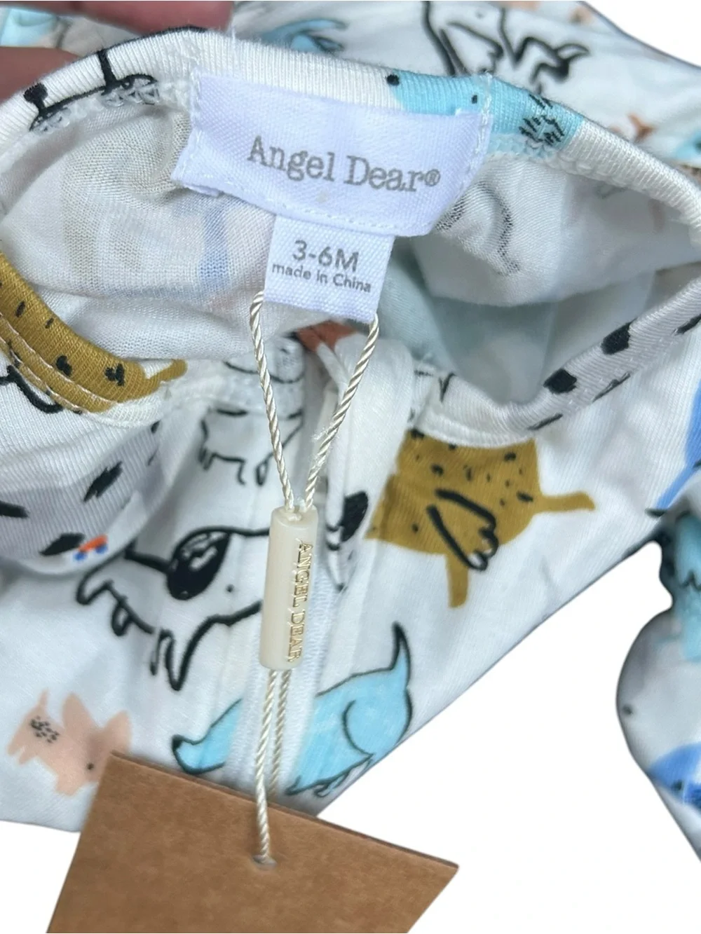 Angel Dear Colorful Dog Print Footie Pajamas Size 3-6 Months NWT
